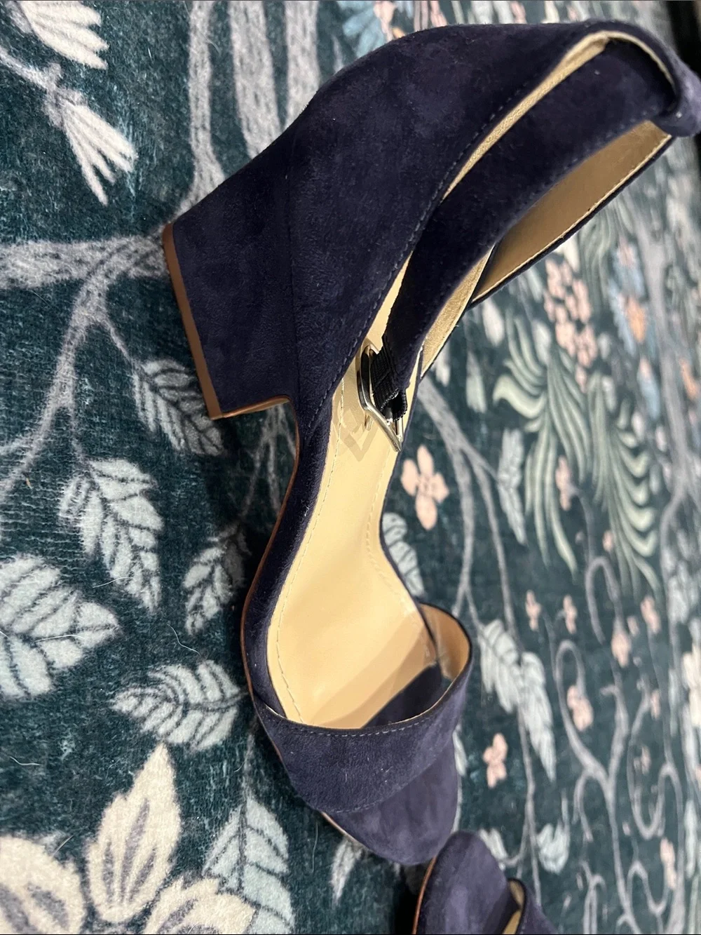 Johnston & Murphy Navy Blue Heeled Sandals with Ankle Strap Size 9